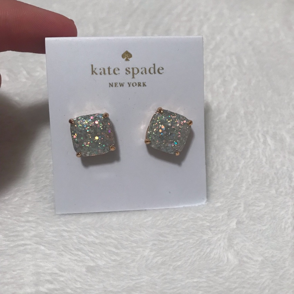 Kate Spade Gold/White Marble Studded Earrings